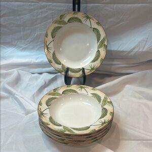 American Atelier ‘Tropical Palm’ Leaf Soup Bowl Set of 6, 5185, Palm Trees
